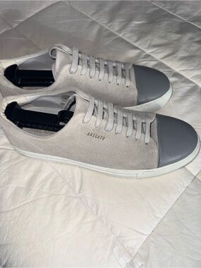 Axel Arigato Light Grey Suede Sneaker with Dark Grey Cap Toe